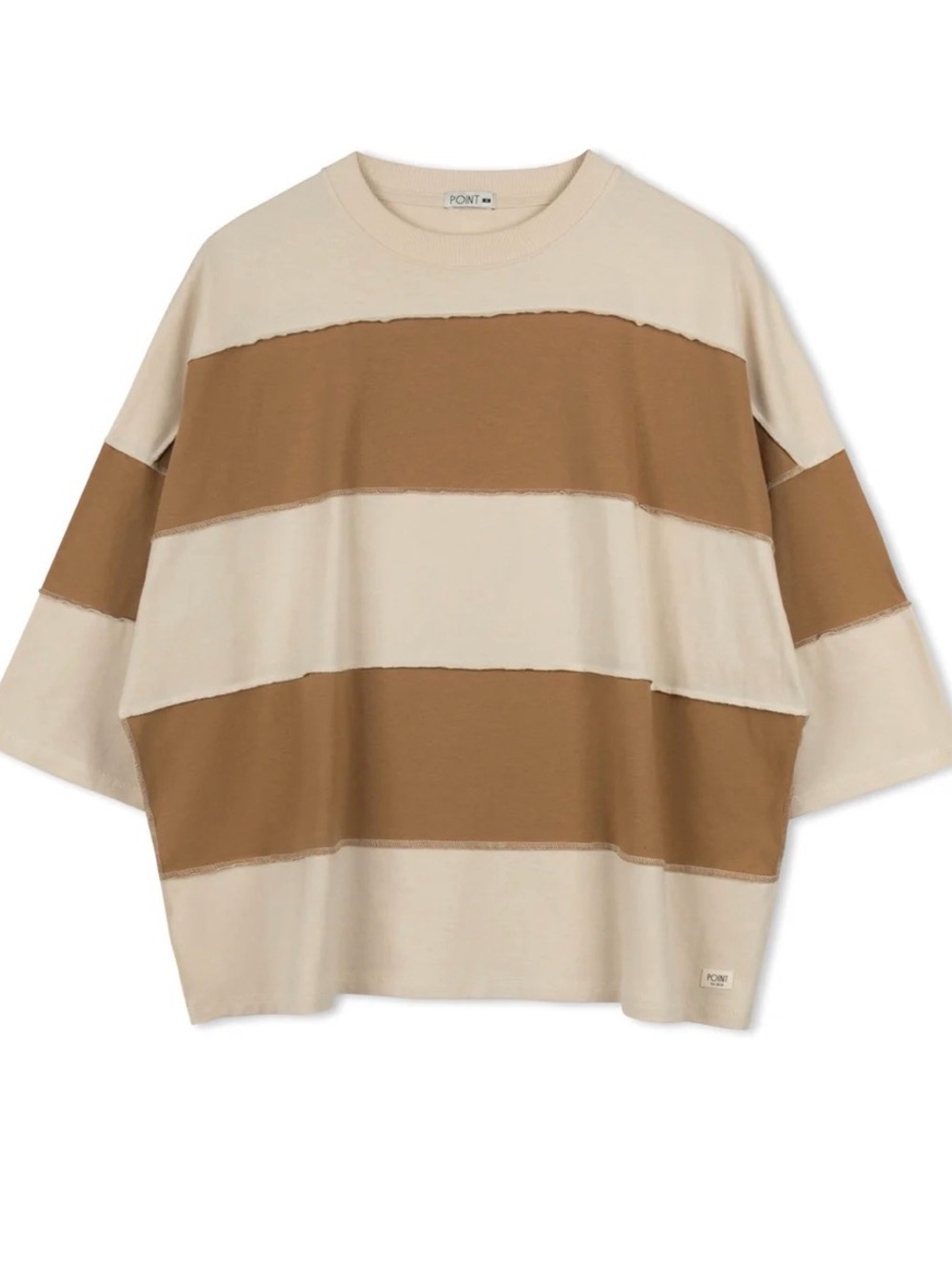 POINT oversized striped boxy tee in tan and cream